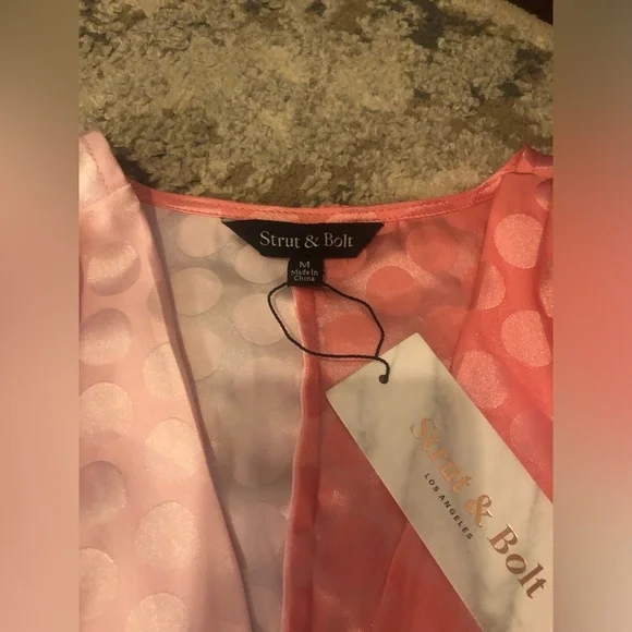 NWT Strut & Bolt Shiny Pink Polka Dot Body Suit - Picture 3 of 7